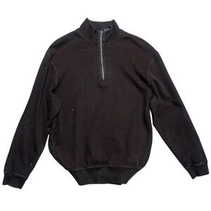 Roundtree & Yorke Mens Quarter Zip Pullover Sweatshirt Brown Cotton Size M